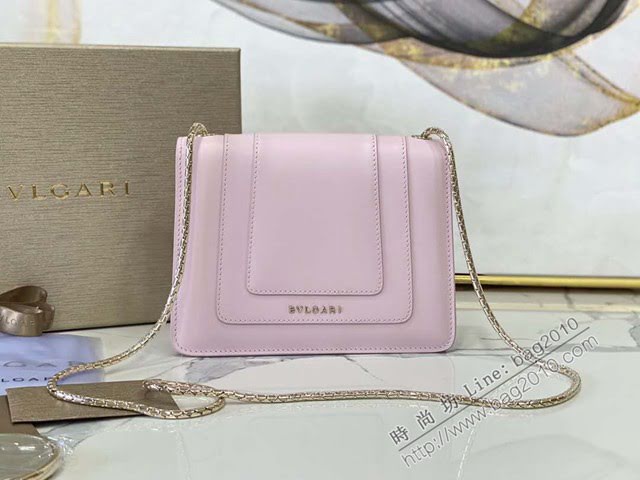 Bvlgari女包 寶格麗單層新品撞色 Serpenti Forever斜挎包 小號淺粉鏈條女包  fyd1468